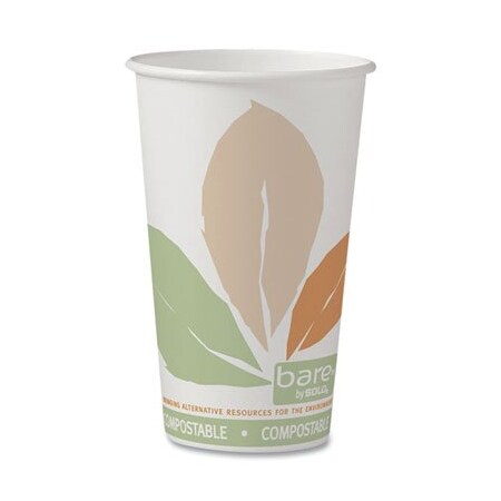 Dart Bare By Solo Eco-Forward Pla Paper Hot Cups, Leaf Design, 16 Oz, 1000PK 316PLABB